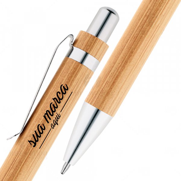 Kit Caneta e Lapiseira em Bambu Personalizado 