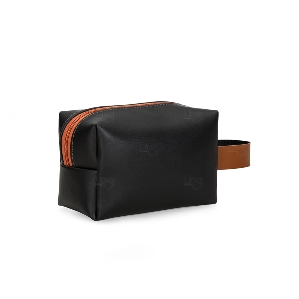 Nécessaire de Couro Sintético com Plaquinha Personalizável 
