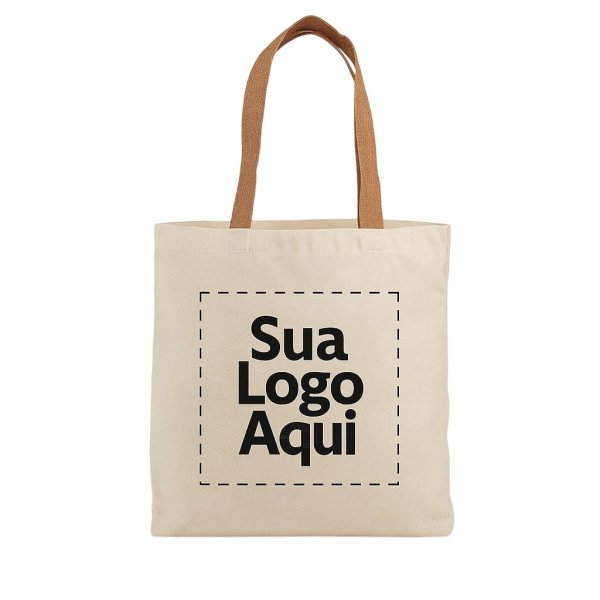 Sacola de Algodão com Alça de Cortiça Personalizada - 45 x 40 cm