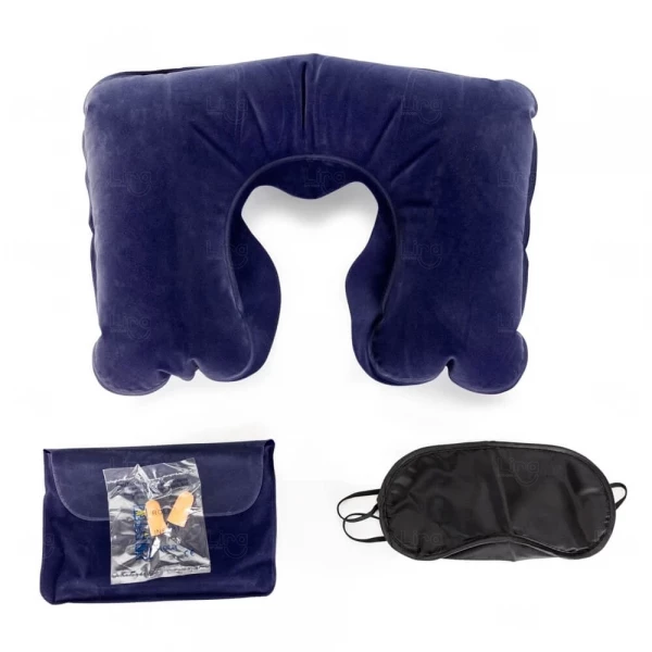 Kit Viagem com Travesseiro, Máscara e Protetor Auricular 