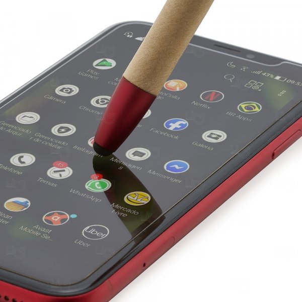 Caneta Ecológica Personalizada com Touch e Suporte para Celular 