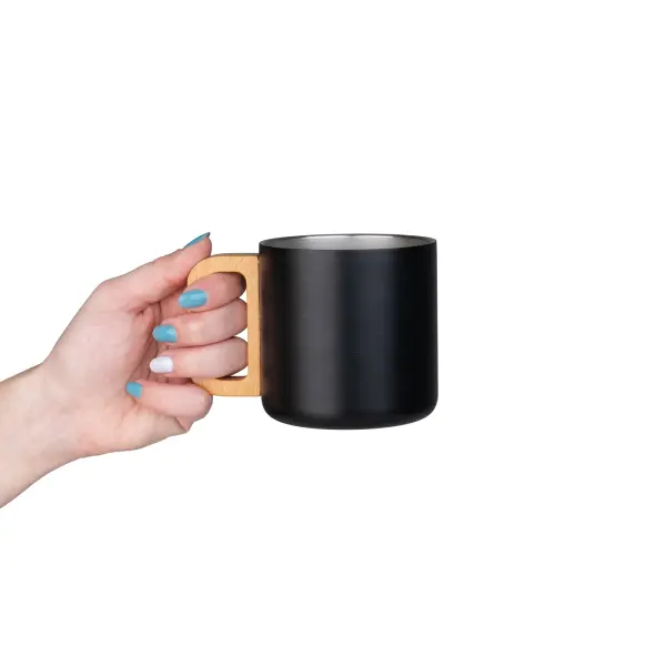 Caneca Térmica com Alça em Madeira Personalizada 