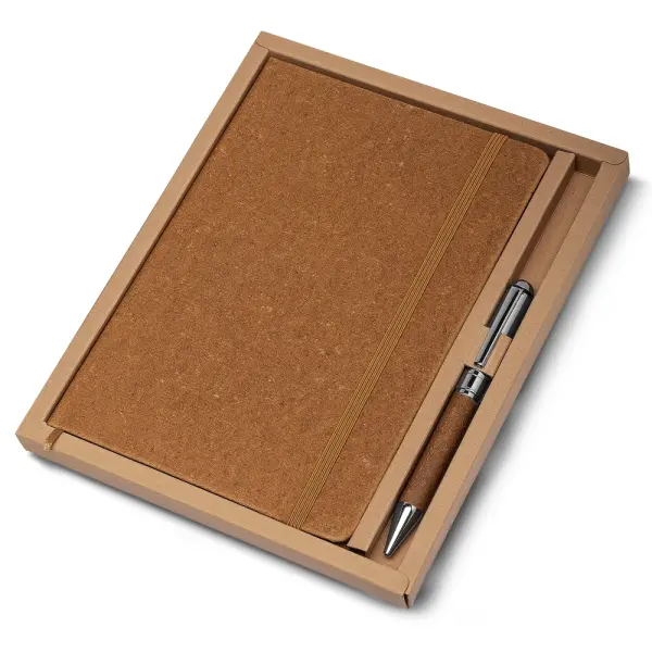 Kit Escritório A5 Capa em Couro Reciclado e Caneta Metalica Personalizado 