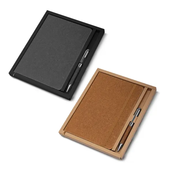 Kit Escritório A5 Capa em Couro Reciclado e Caneta Metalica Personalizado 