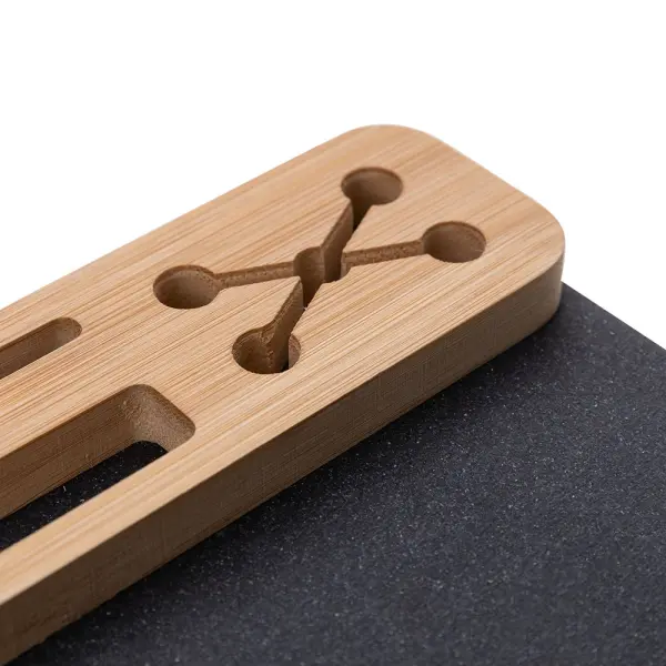 Mouse Pad Bambu com Porta Canetas e Cartões Personalizado 