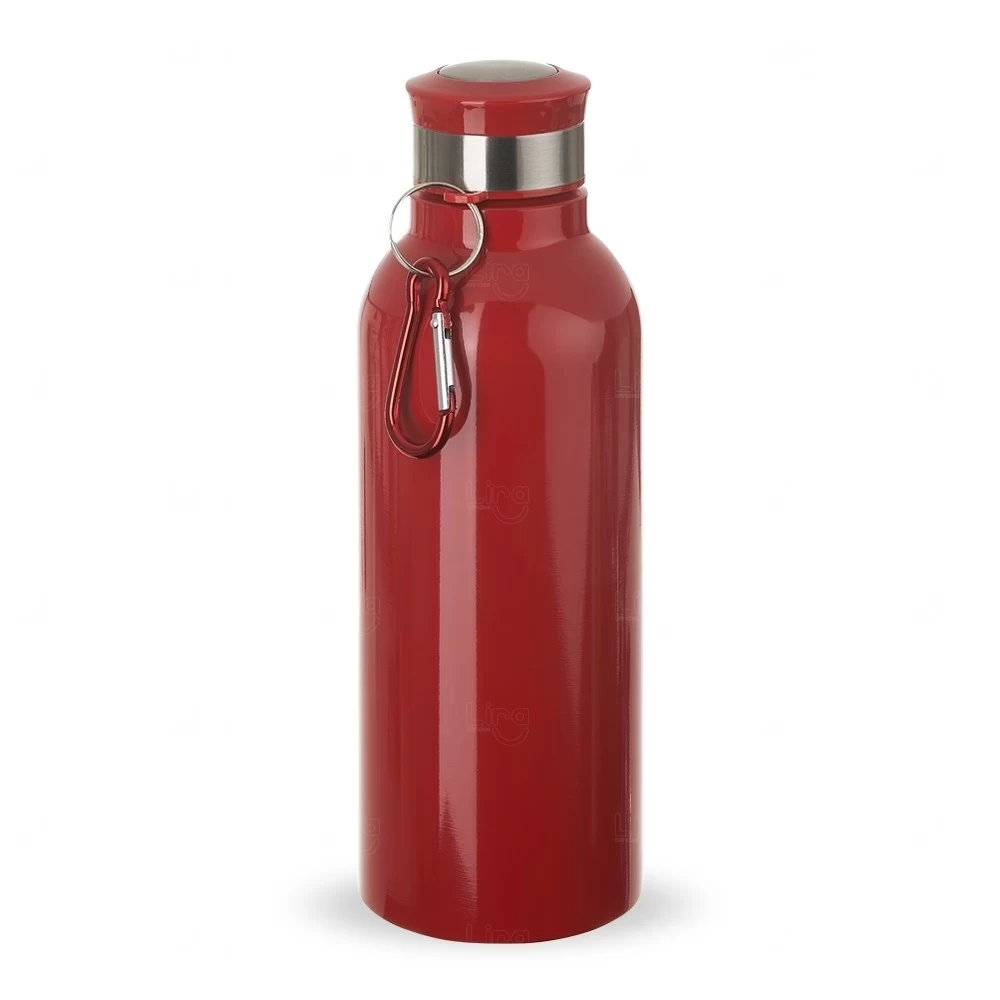 Garrafa Inox 700ml Personalizada com Mosquetão Vermelho