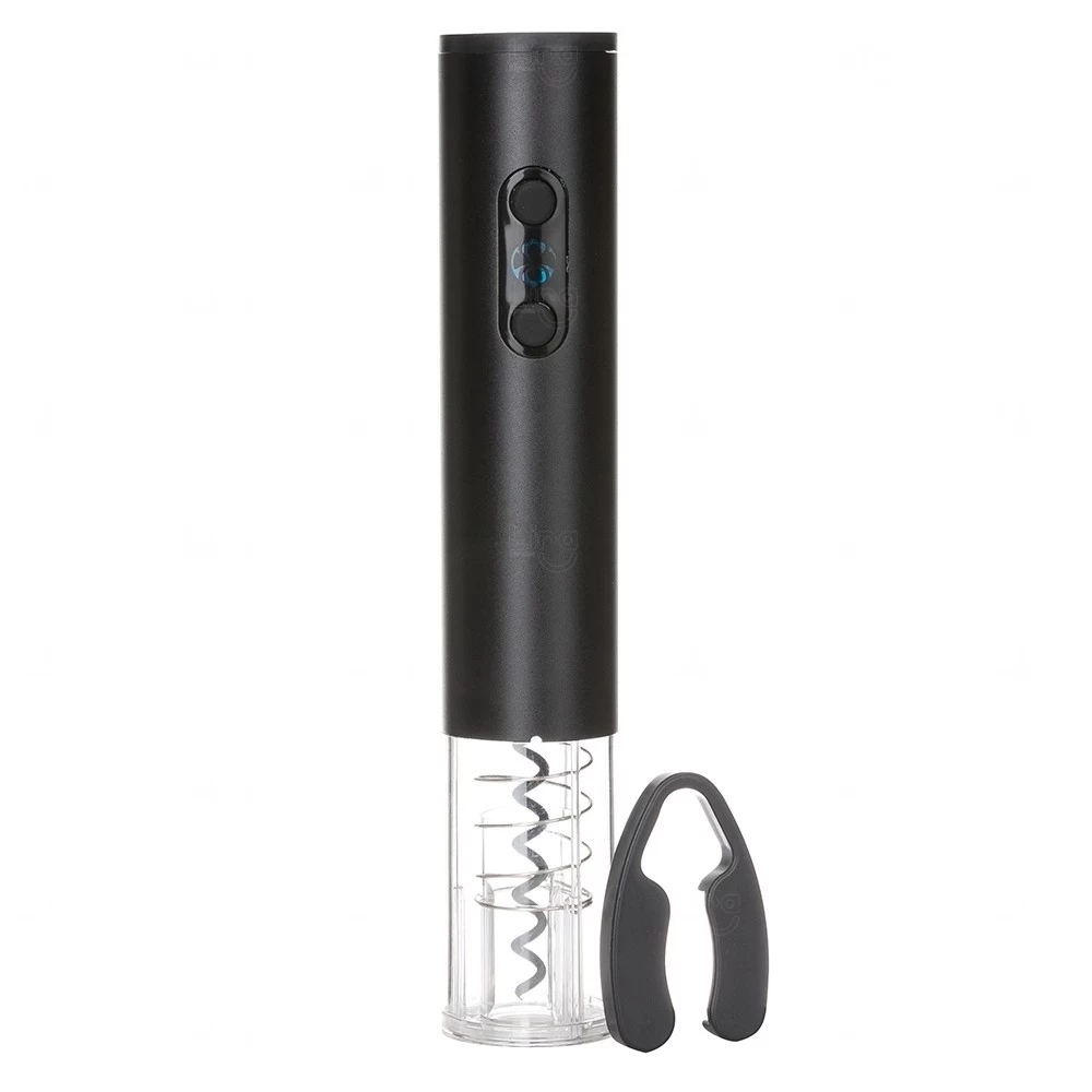 Abridor Saca-Rolhas Elétrico para Vinho com LED Personalizado Preto