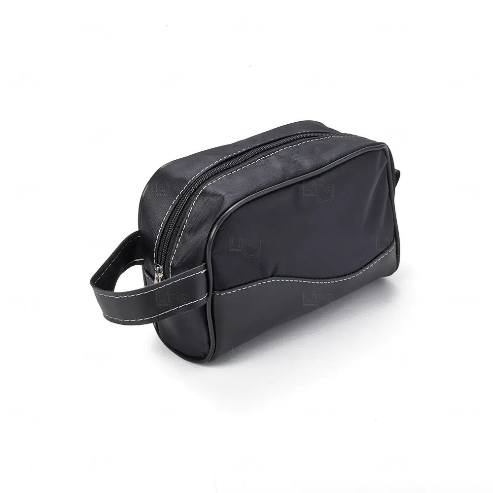 Nécessaire Personalizada de Couro Sintético e Nylon Preto