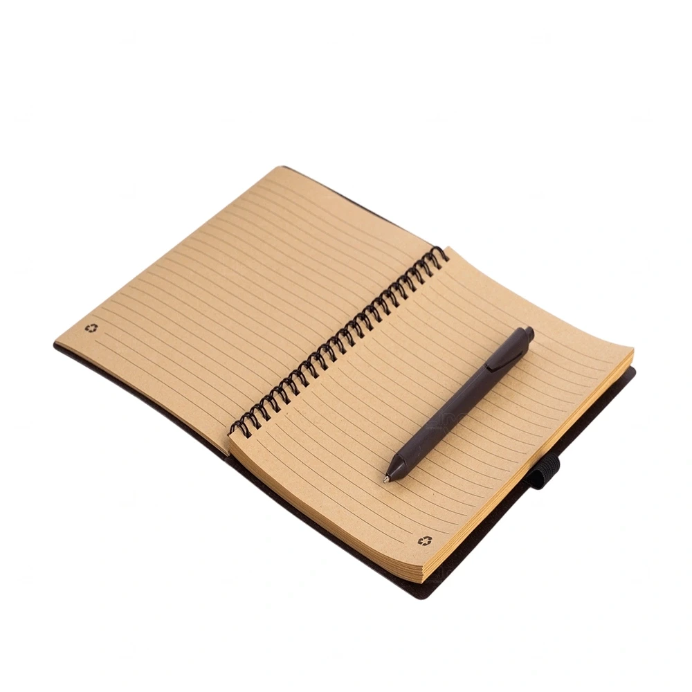 Caderno Ecológico Café com Caneta Personalizado - 21,3 x 15,7 cm 