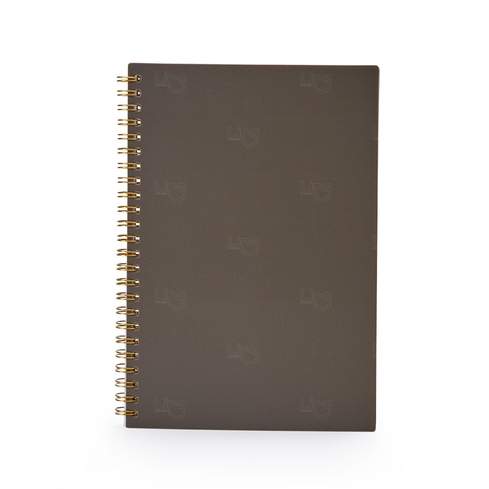 Caderno A5 Plástico Personalizado - 21,2 x 15 cm Marrom