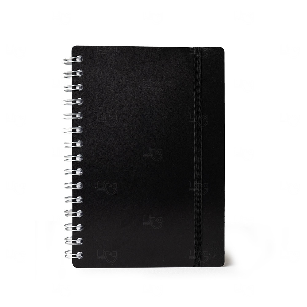 Agenda Diária 2026 com Espiral Personalizada - 20x14,6cm Preto