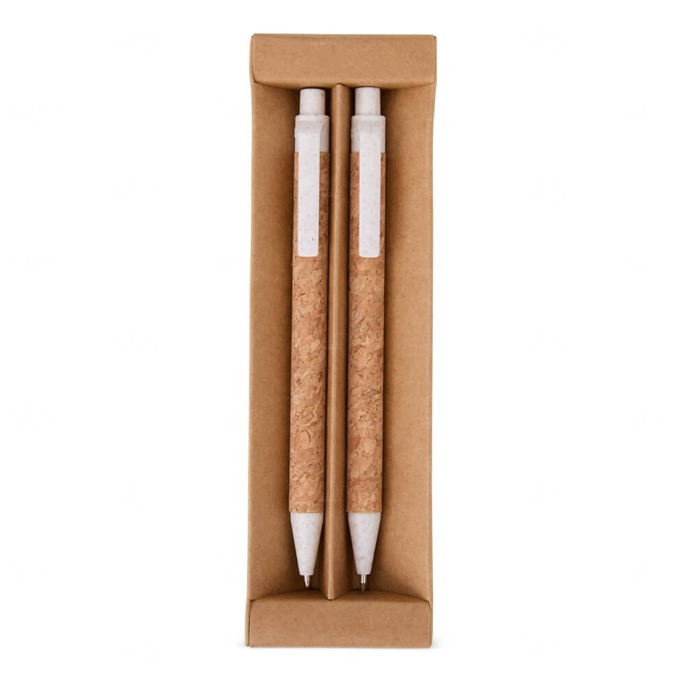 Kit Ecológico Caneta e Lapiseira de Cortiça Personalizado 