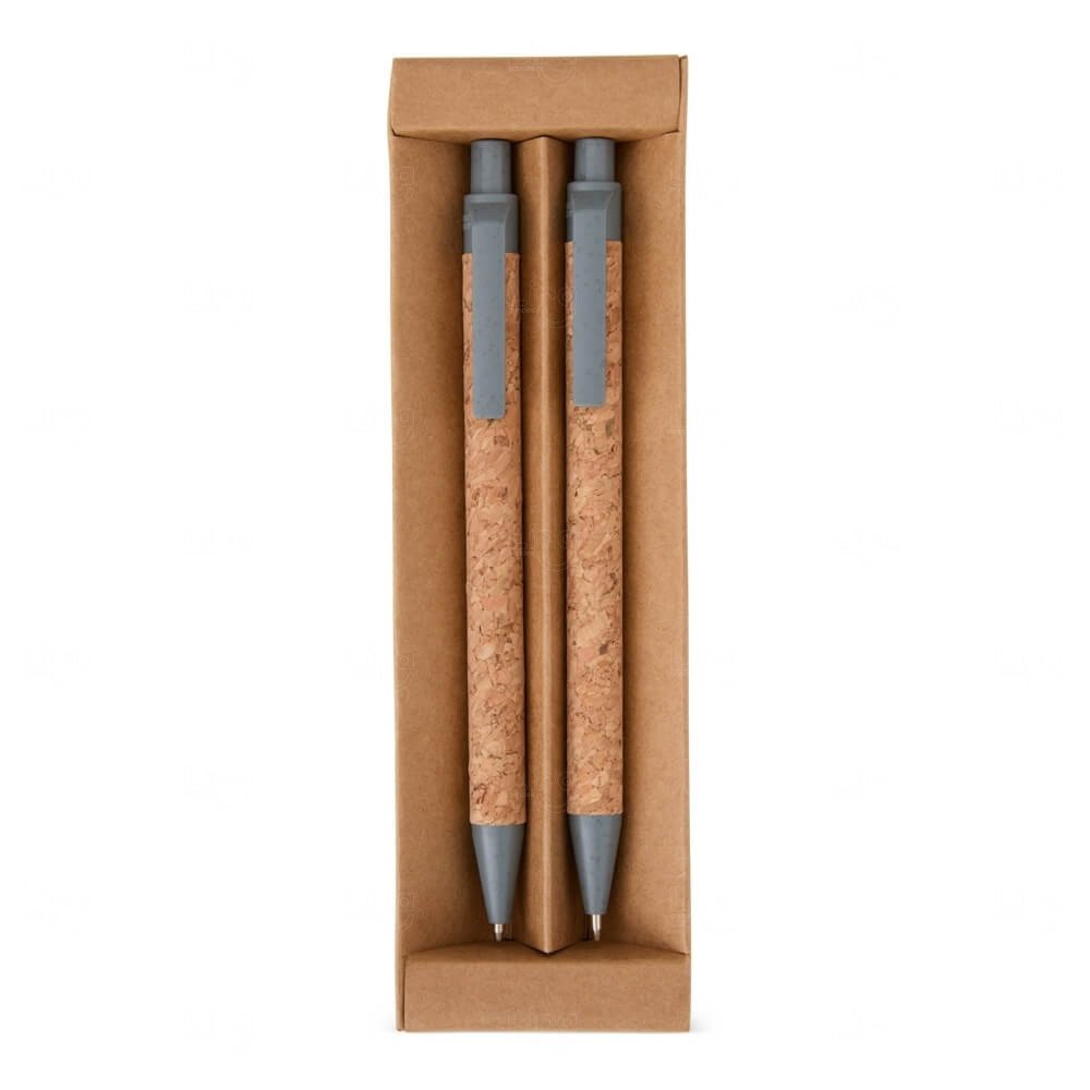 Kit Ecológico Caneta e Lapiseira de Cortiça Personalizado 