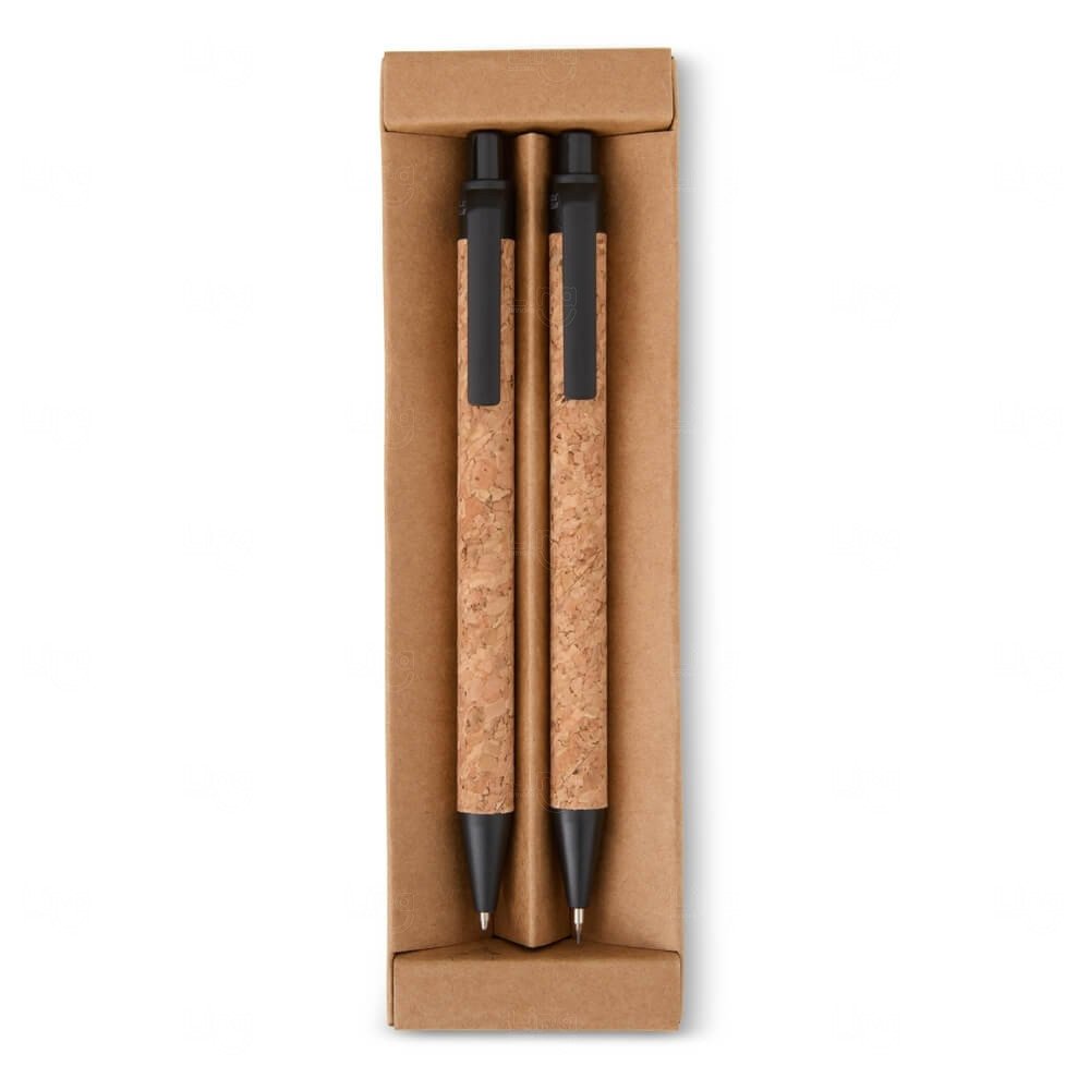 Kit Ecológico Caneta e Lapiseira de Cortiça Personalizado 