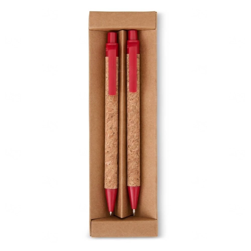 Kit Ecológico Caneta e Lapiseira de Cortiça Personalizado 