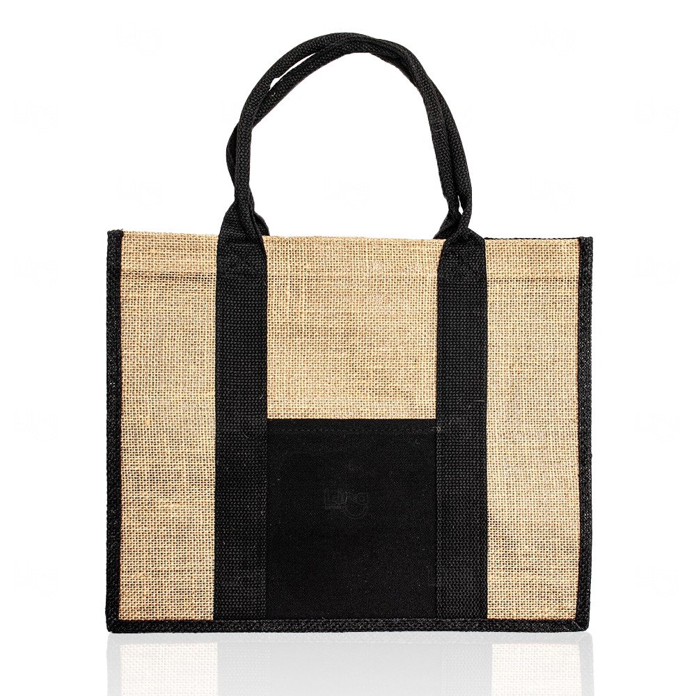 Sacola de Linho Personalizada - 30 x 36,5 cm Preto