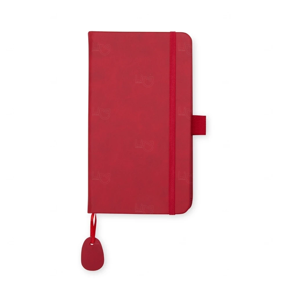 Caderneta Moleskine Emborrachada Personalizada - 18x10cm Vermelho