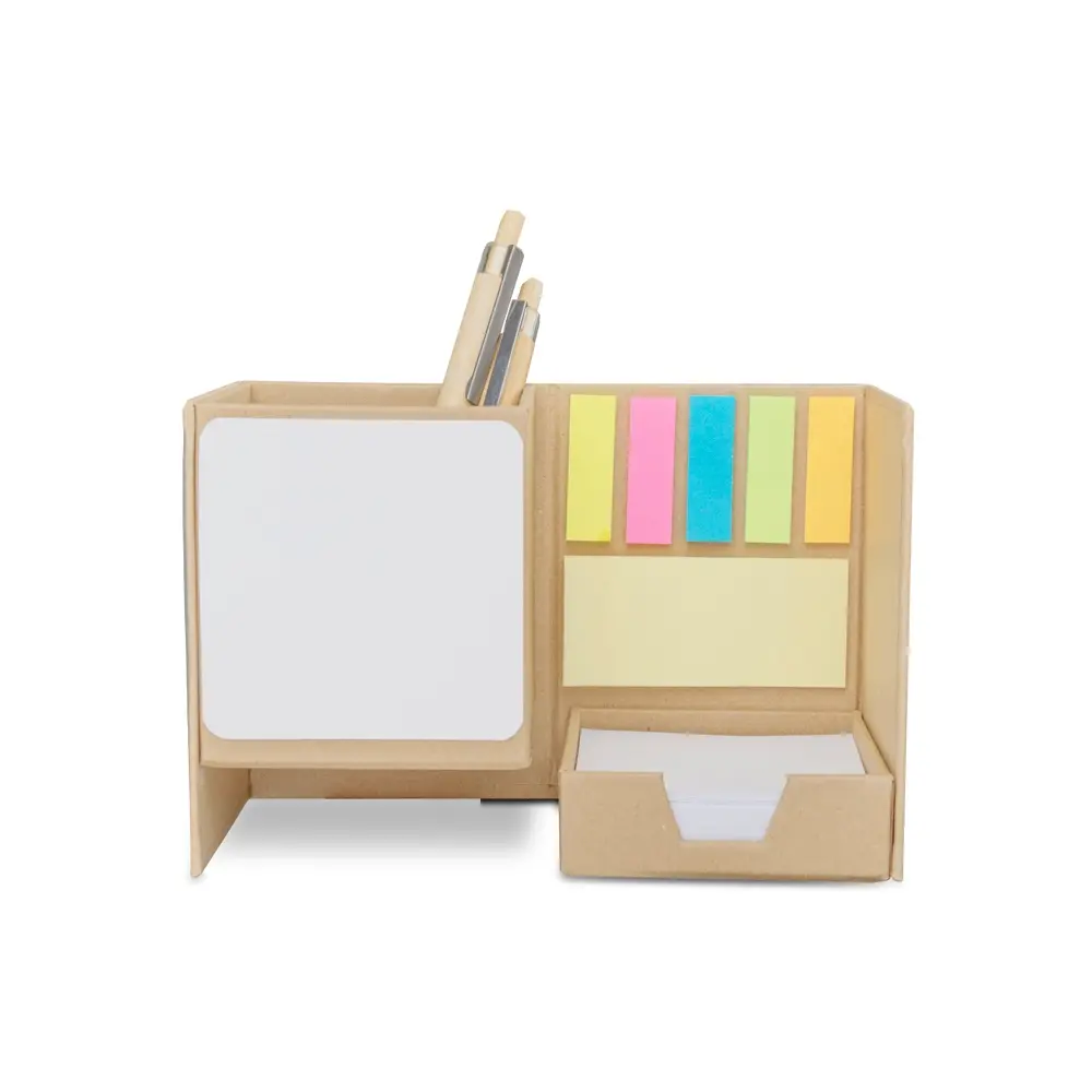 Porta Lápis com Quadro Branco e Bloco de Notas Personalizado em papel colorido 