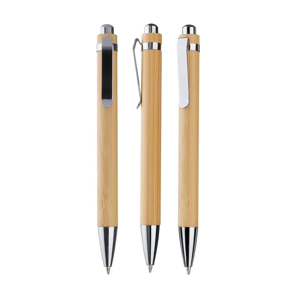 Caderno B6 Capa em Bambu com Caneta Personalizado 