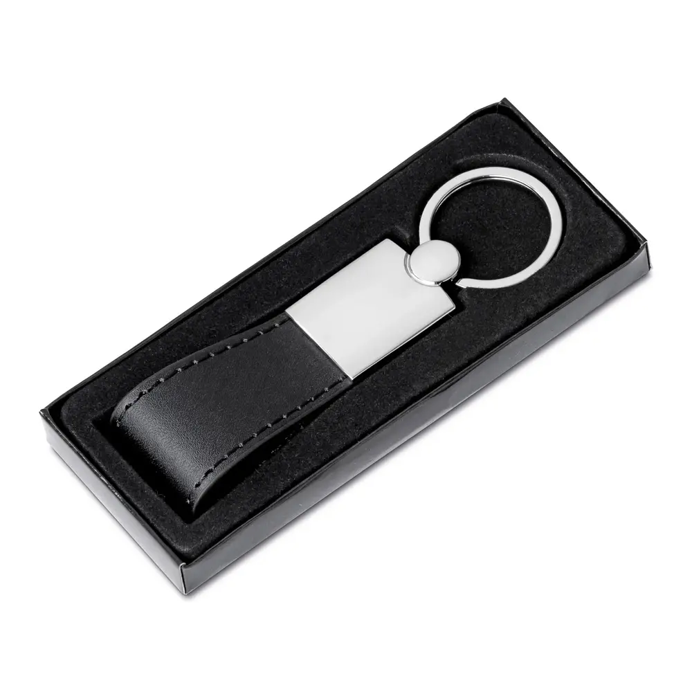 Chaveiro de Metal com Alça em Couro Sintético Personalizado 