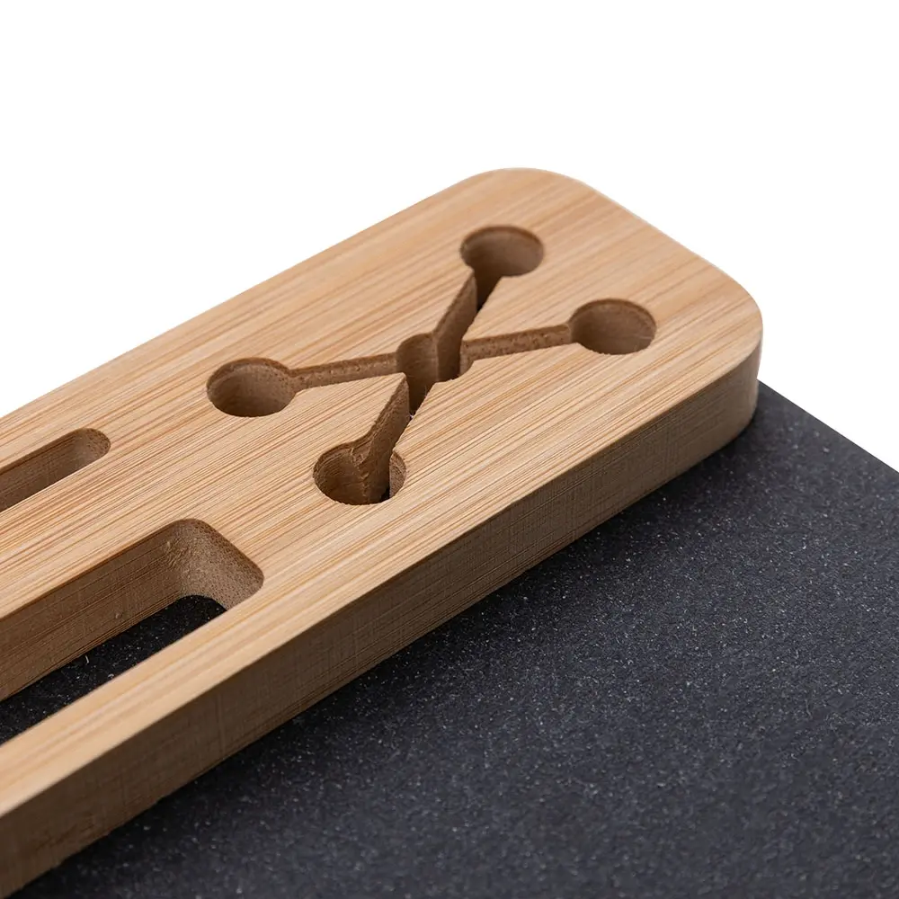 Mouse Pad Bambu com Porta Canetas e Cartões Personalizado 